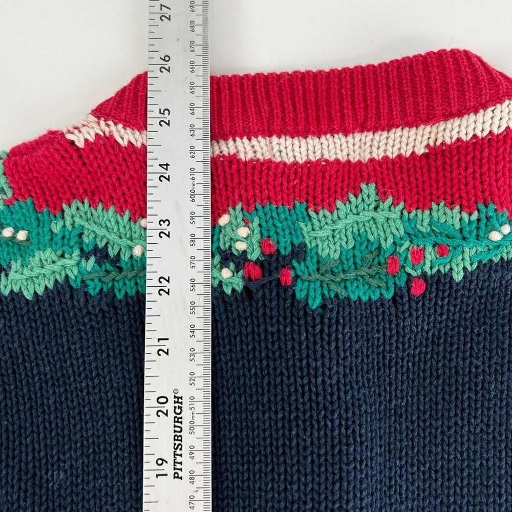 Orvis Holly Festive Sweater Cardigan Women's‎ Knit Christmas Holiday L - Picture 12 of 14